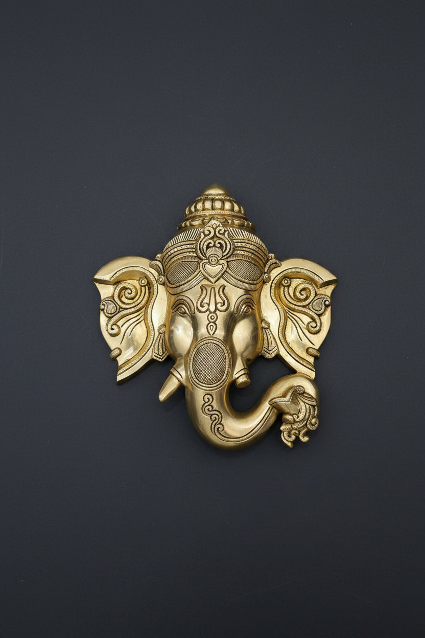 Premium Brass Ganesha Wall Hanging Idol (10-Inch) – Traditional Home Decor