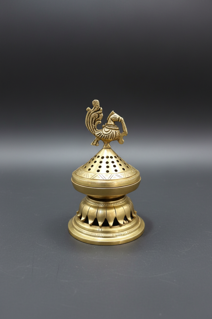Elegant brass incense cake holder