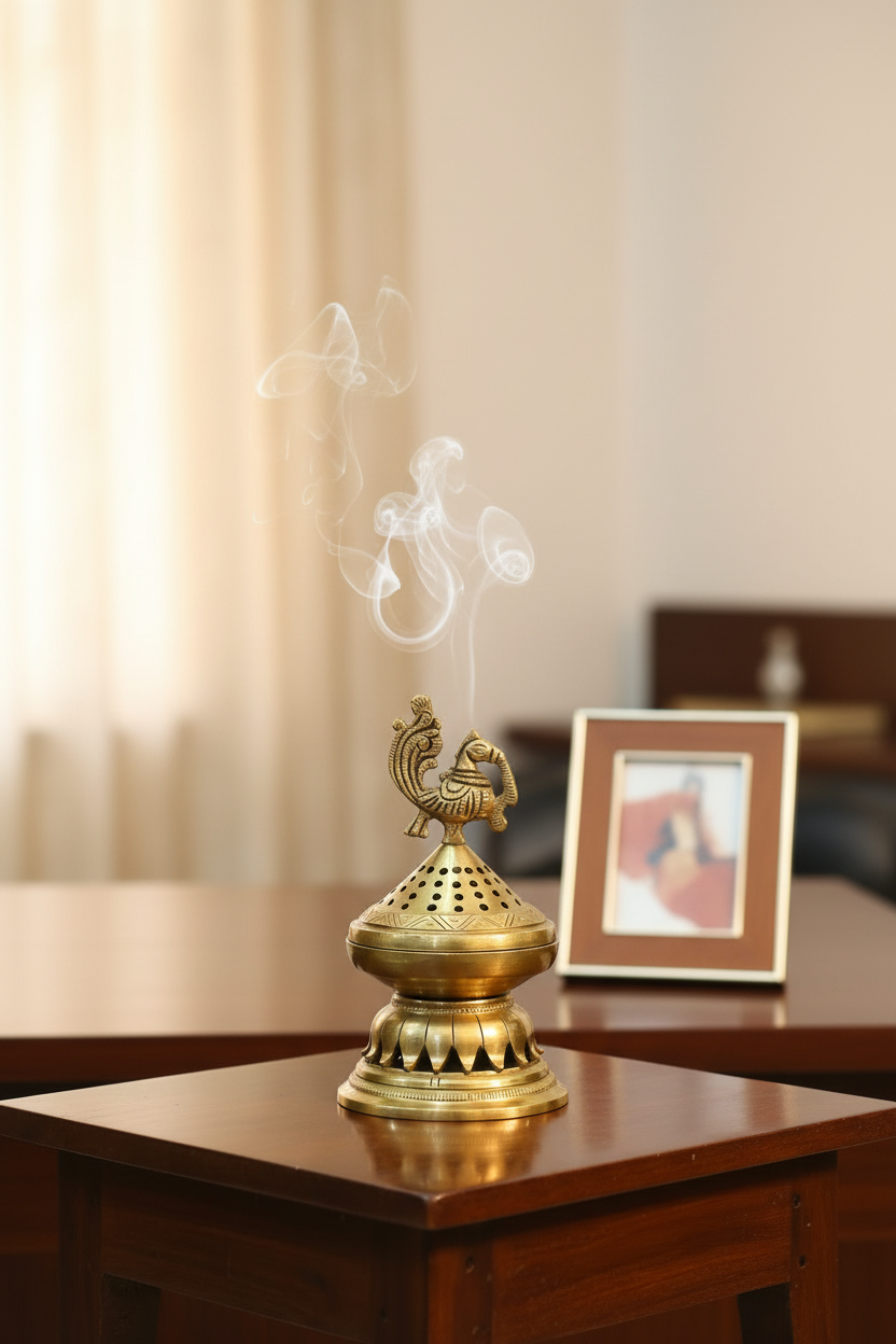 Elegant brass incense cake holder