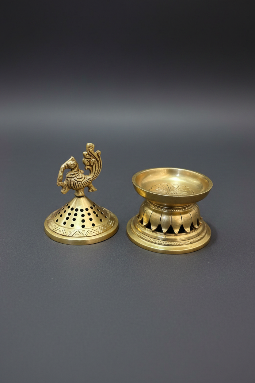 Elegant brass incense cake holder