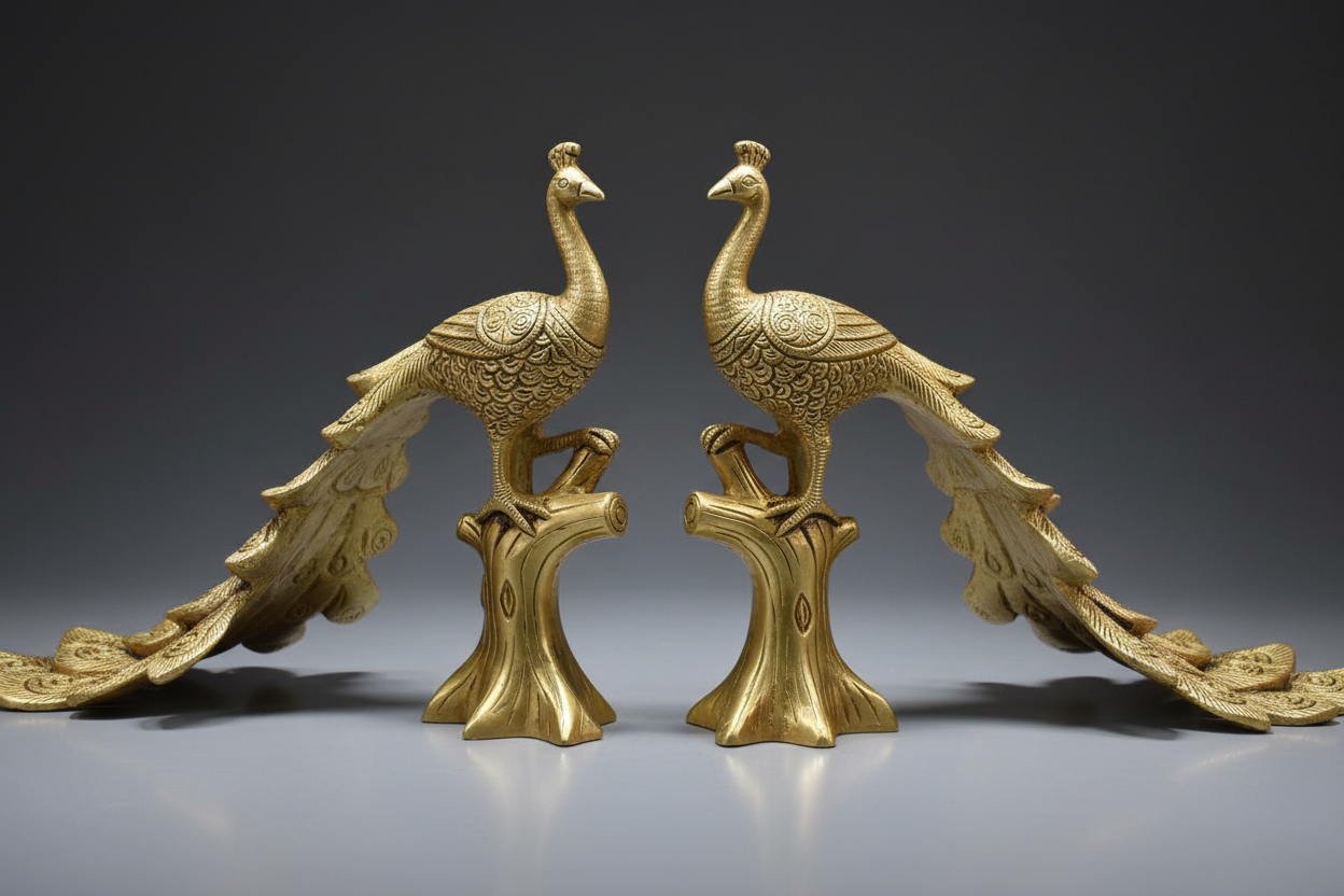 Elegant brass peacock