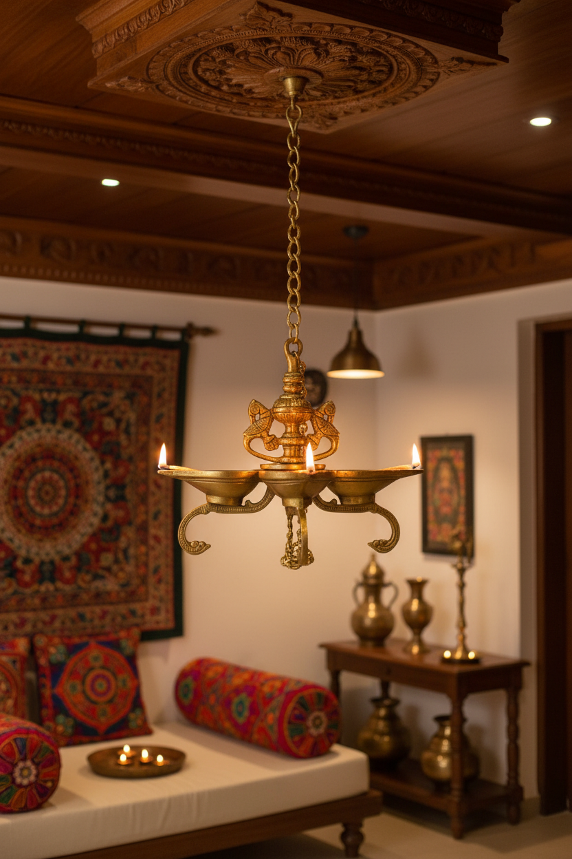 Elegant brass hanging lamp