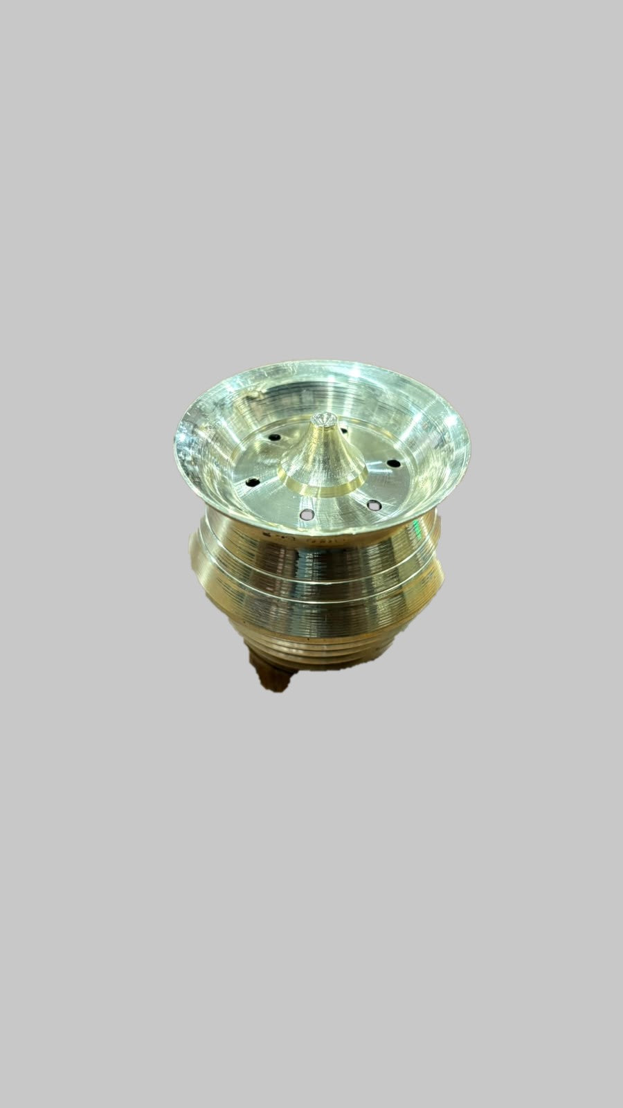 Brass incense stick holder - ribbed cylinder