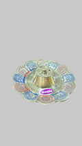 Brass incense stick holder - painted floral plate