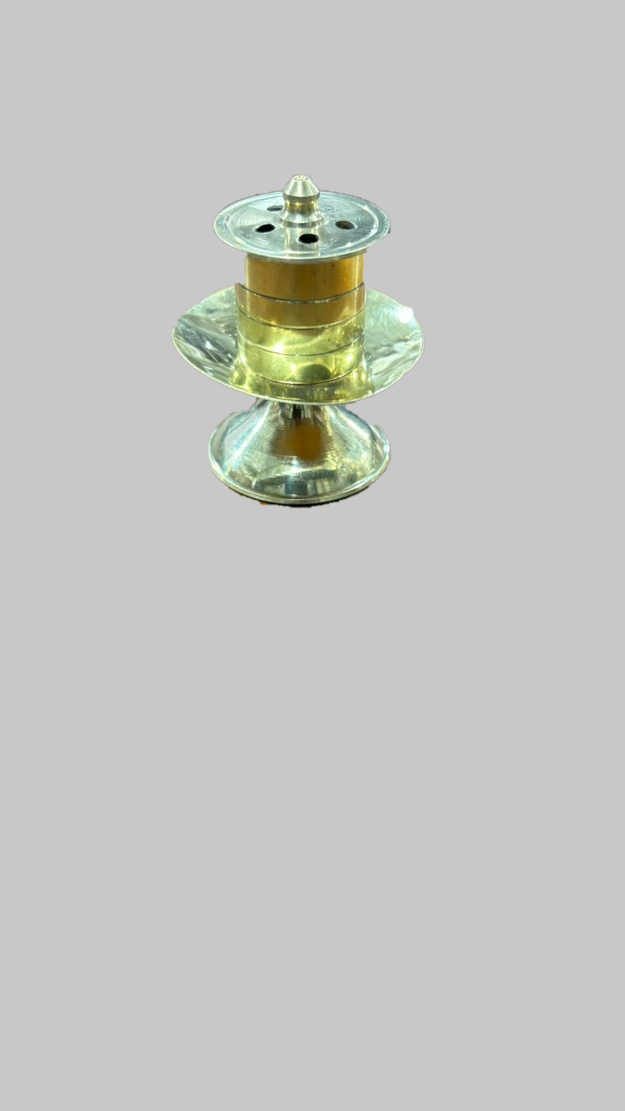 Brass incense stick holder - stacked ribbed stand